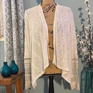 American Rag Lace Crotchet Open Cascading Open Front Lightweight Sweater